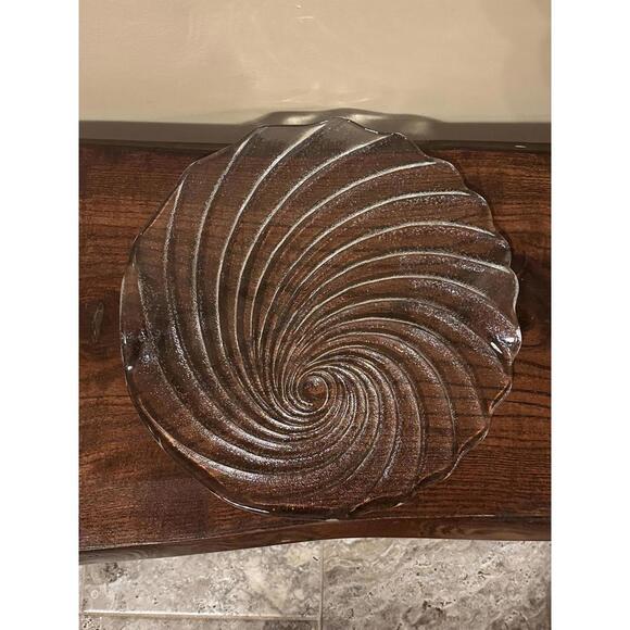 Other - Vintage Swirl Shell Shaped Glass Serving Plate